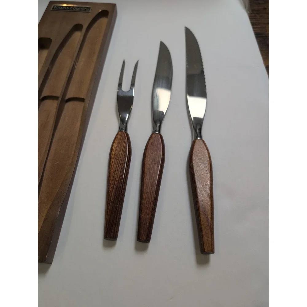 VTG Carving SetTown and Country 3 pc By Washington Forge Serving Fork Two Knives